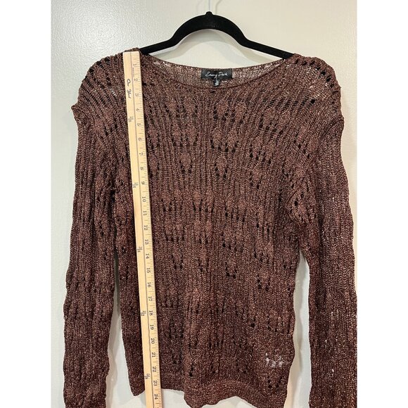 Emory Park Womens Metallic Bronze Crochet Sweater Size Small NWT - Picture 7 of 9